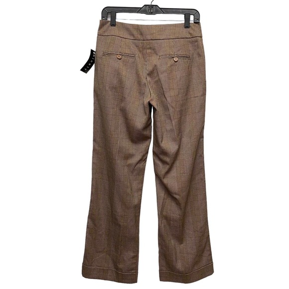 Ninety Women's Sz 4 Brown Fall Plaid Houndstooth Straight Leg Trousers Pants - Picture 7 of 16